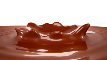 Tasty, sweet chocolate splash isolated. 3d illustration, 3d rend