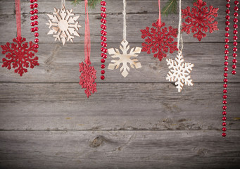 christmas decoration on wooden background
