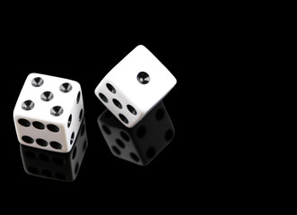 White dice on black