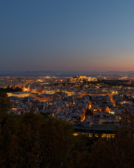 Fototapeta na wymiar Athens Greece, view in the dusk from the northern part of Acropolis