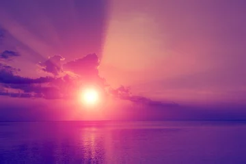 Zelfklevend Fotobehang Magic purple sunset over sea © vvvita