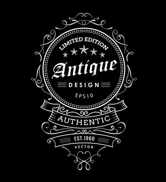 Retro banner vintage frame design western label typography vecto