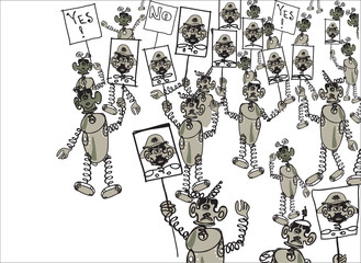 Robots On Political Demonstration