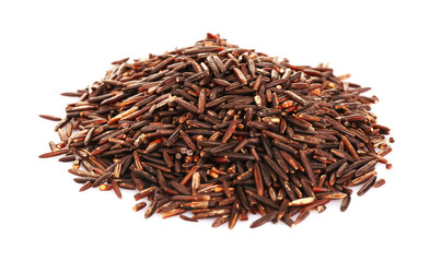 Pile of dark wild rice isolated on white