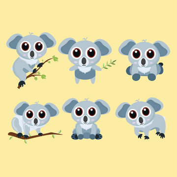 vector cartoon koala set
