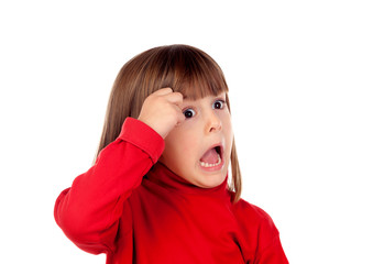 Surprised small girl making gestures