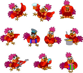 rooster, cock, funny, grotesque, caricatured , year, new, design, chicken, symbol, cartoon
