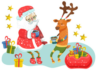 Santa Claus and Christmas Deer