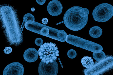 x ray various bacteria cells and virus