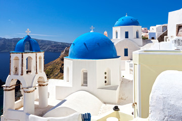 Blue domes of Santorini churches