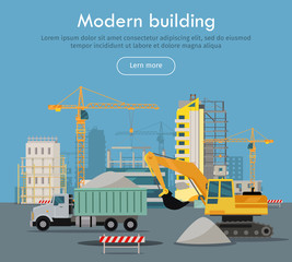 Modern Building Flat Design Vector Web Banner 