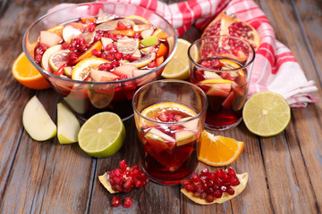 cocktail with alcohol and fruits
