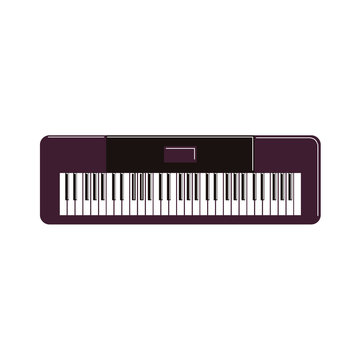 Isolated synthesizer keyboard on white background