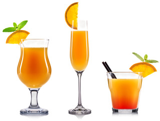 Yellow cocktail isolated on a white background.