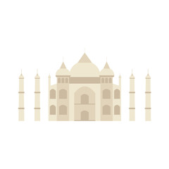The Taj Mahal on white background. Famous indian landmark. World tourism.
