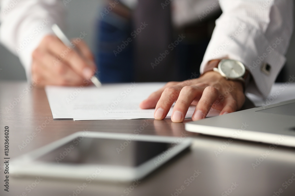 Wall mural businessman signing documents