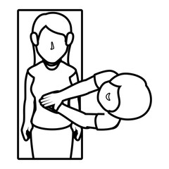 human silhouette doing resuscitation vector illustration design