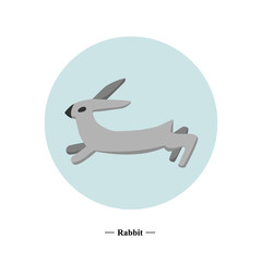 The symbol of the hare in style flat. Vector illustration