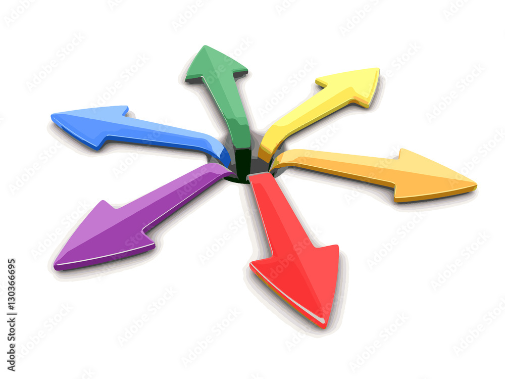 Poster 3d image of arrows in different directions. image with clipping path