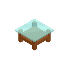 Coffee table isometric icon or logo for web design