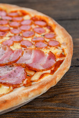 Pizza with four kinds of meat