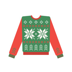 Ugly christmas sweater with deer pattern. Vector - 130366891