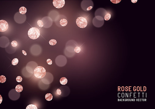Large Rose Gold glitter Confetti party background. Vector illustration