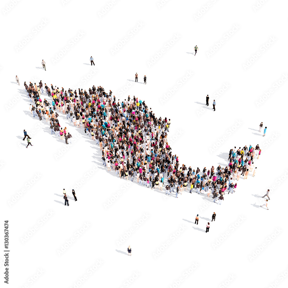 Wall mural people group shape map mexico