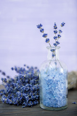 Aromatherapy oil and lavender,  spa, Wellness with ,  syrup on a wooden background