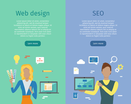 Web Design, SEO Infographic Set