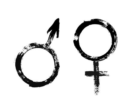 Male Female Symbols Grunge Painted Style