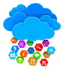 Cloud and pictograms. Image with clipping path.