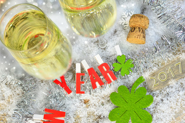 Silvester - Sekt und Glücksklee