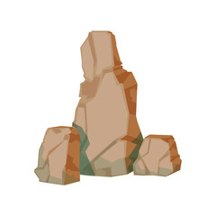 Tall Pile Of Brown Rocks Natural Landscape Design Element, Part Of Scenery In Nature Landscaping Constructor
