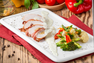 ealthy food, beautiful and tasty food on a plate