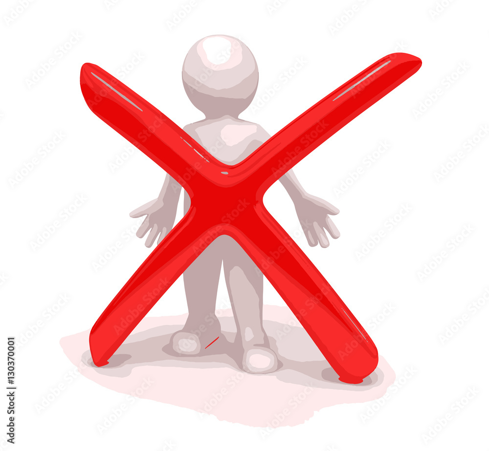 Poster man and cross. image with clipping path