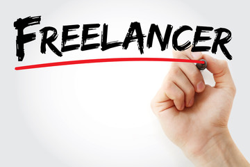Hand writing Freelancer with marker, concept background