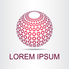 Stylized spherical surface with shapes of stars. Template for logo.