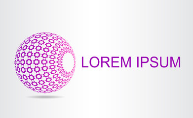 Stylized spherical surface with shapes of stars. Template for logo.