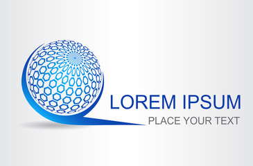 Logo of a stylized sphere with abstract shapes