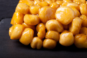 Homemade sweet pastry (chak-chak) fried deep-fried and glued by