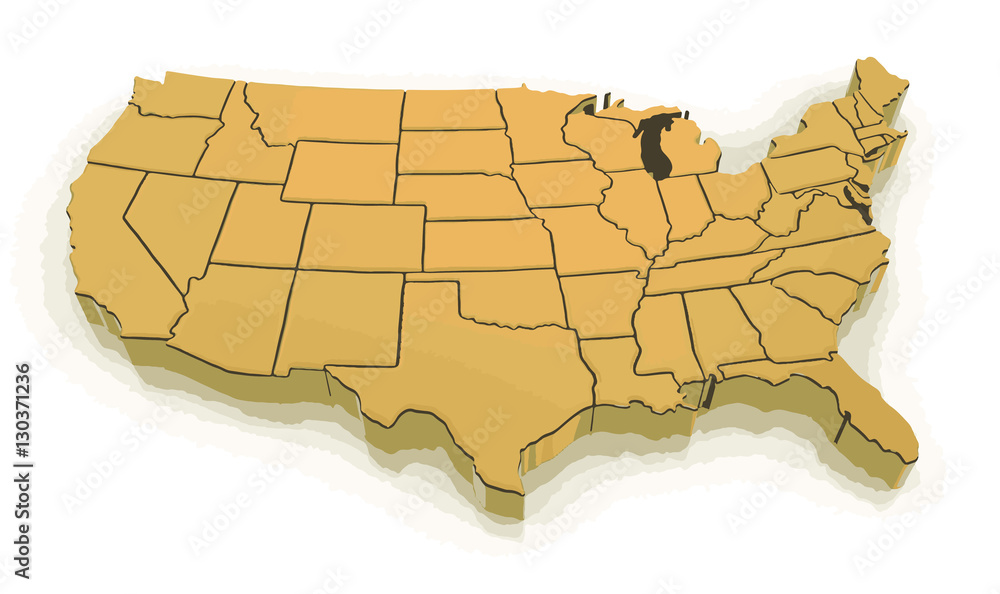 Poster map of usa. image with clipping path.
