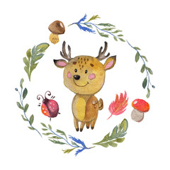 Cute baby deer for kindergarten, nursery, children clothing, kids pattern