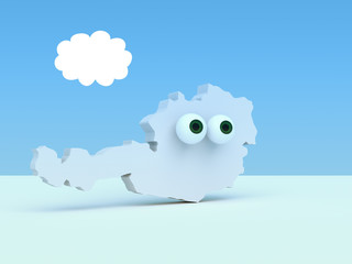 Cartoon Country Map Austria With Big Eyes, 3d illustration
