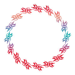 Round floral frame with gradient fill. 
