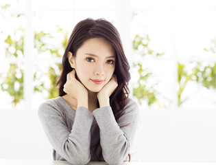 closeup smiling young asian woman