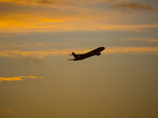 Fototapeta na wymiar Sunrise takeoff