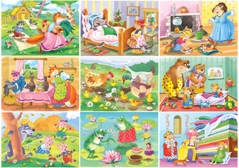 Set of fairy tale illustrations. 
