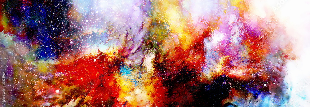 Poster cosmic space and stars, cosmic abstract background and glass effect. copy space.