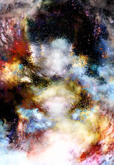 Cosmic space and stars, cosmic abstract background and glass effect.